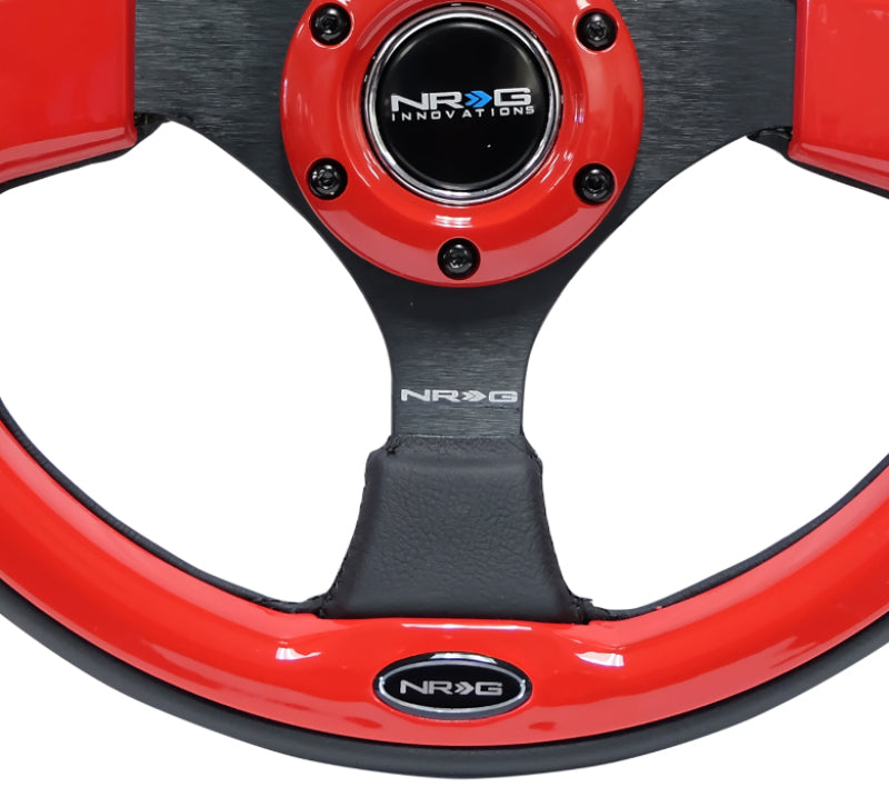 NRG Reinforced Steering Wheel (320mm) Blk w/Red Trim &amp; 5mm 3-Spoke