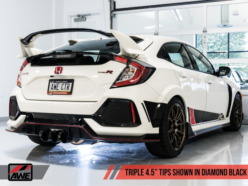 AWE Tuning 2017+ Honda Civic Type R Touring Edition Exhaust w/Front &amp; Mid Pipe - Diamond Blk Tips