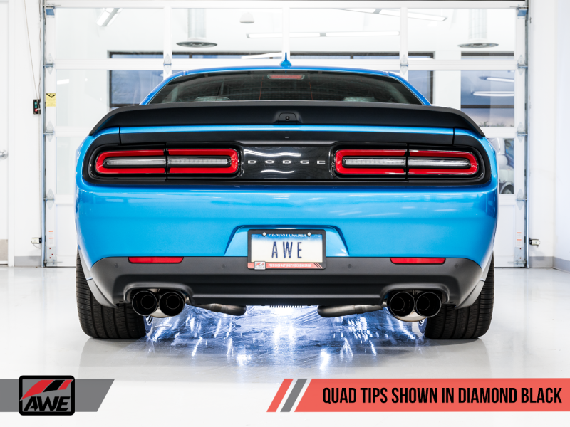 AWE Tuning 2015+ Dodge Challenger 6.4L/6.2L SC Track Edition Exhaust - Quad Diamond Black Tips