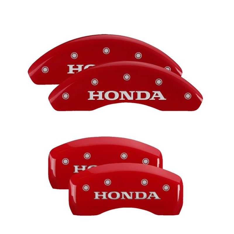 MGP 4 Caliper Covers Engraved Front &amp; Rear Honda Red finish silver ch