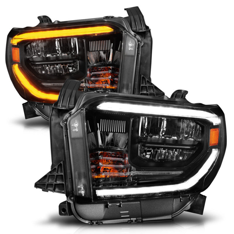 ANZO 14-21 Toyota Tundra (OE Halogen w/LED DRL) LED Crystal Headlights w/ Switchback &amp;amp; DRL - Blk