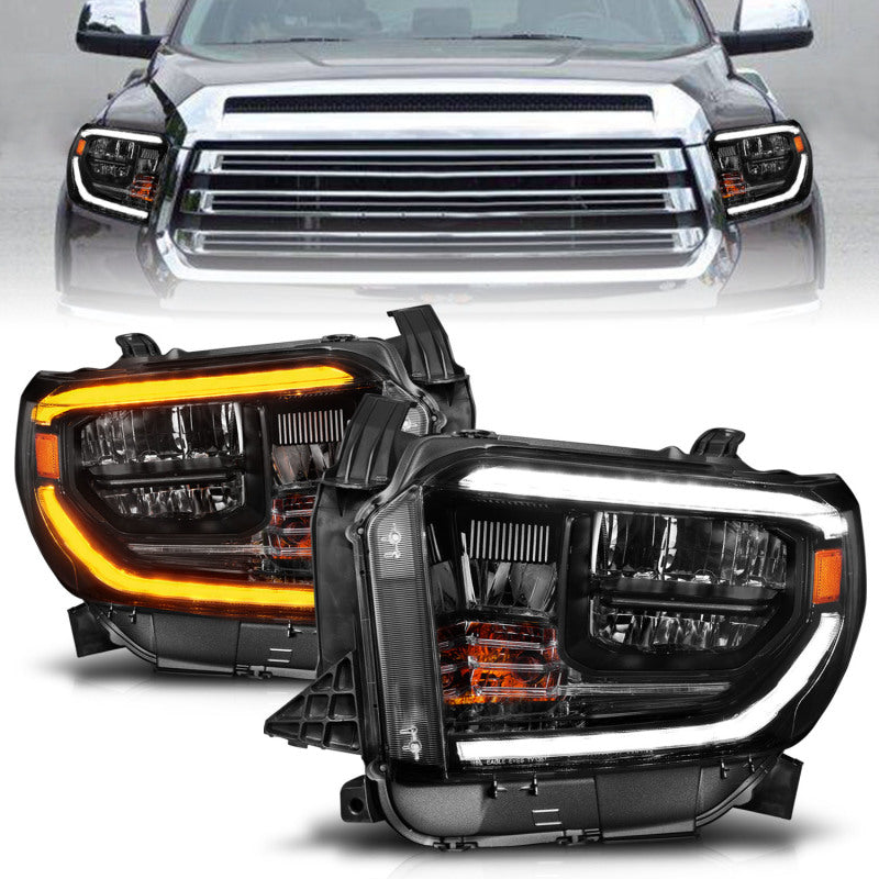 ANZO 14-21 Toyota Tundra (OE Halogen w/LED DRL) LED Crystal Headlights w/ Switchback &amp;amp; DRL - Blk