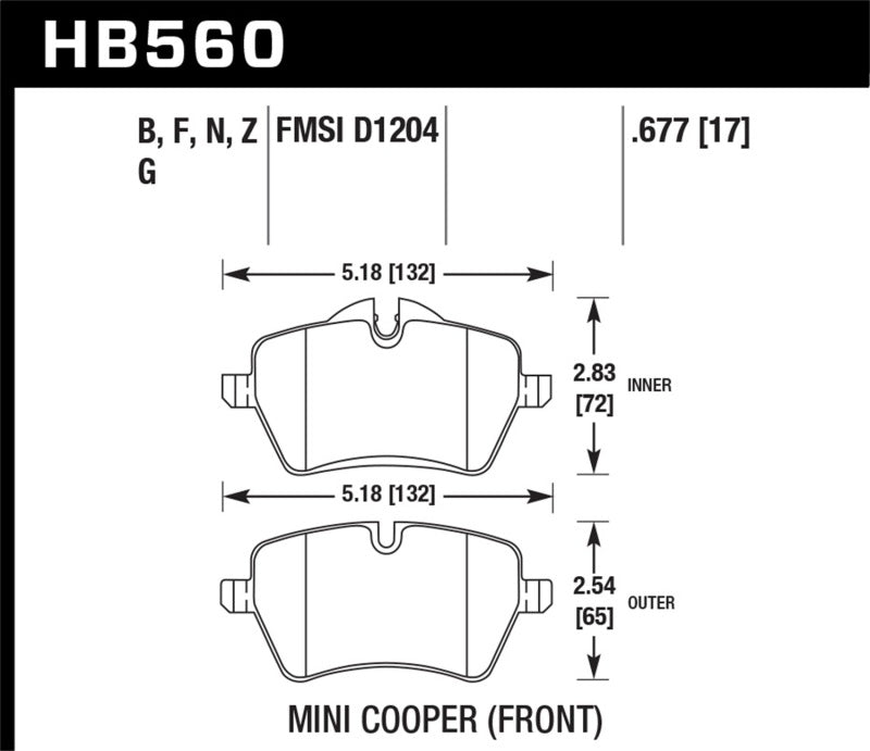 Hawk 05-06 JCW R53 Cooper S &amp; 07+ R56 Cooper S HPS Street Front Brake Pads