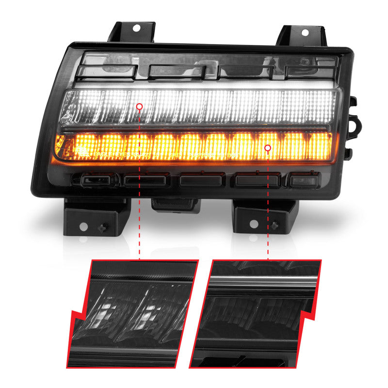 ANZO 2018-2021 Jeep Wrangler LED Side Markers Chrome Housing Smoke Lens w/ Seq. Signal Low Config