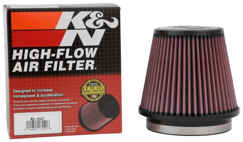 K&amp;N Filter Universal Rubber Filter 5in Flange 6.5in Base 4.5in Top 5.5in Height