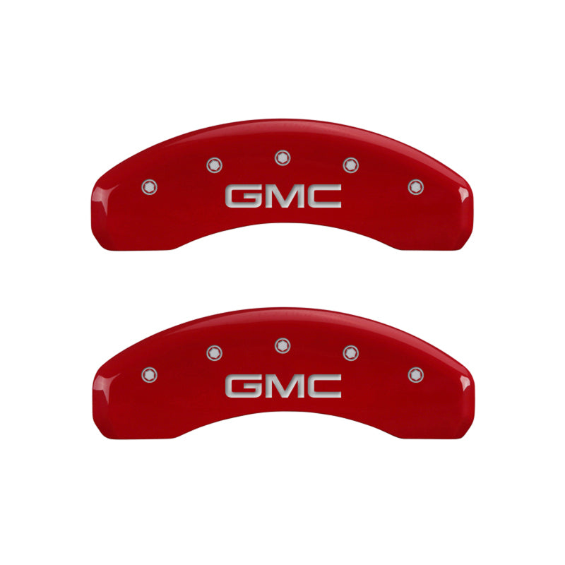 MGP 4 Caliper Covers Engraved Front &amp; Rear GMC Red finish silver ch