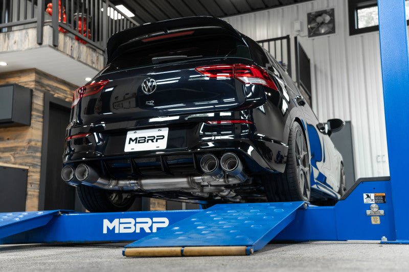 MBRP 2022 Volkswagon Golf R MK8 T304 Stainless Steel 3in Cat-Back, Quad Rear Exit- Carbon Fiber Tips