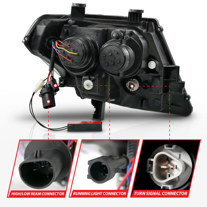 ANZO 09-20 Nissan Frontier Black Projector Plank Style DRL w/ Switchback &amp; Sequential LED DRL