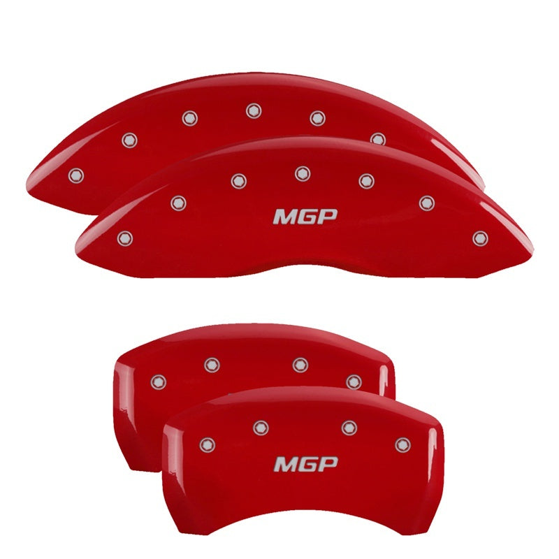 MGP 4 Caliper Covers Engraved Front &amp; Rear MGP Red Finish White Characters 2018 Toyota Camry L/LE/SE
