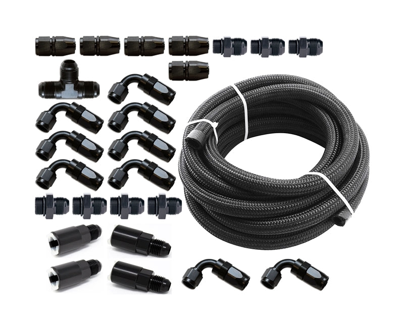 Torque Solution Braided Fuel Line Kit for -6 Aeromotive FPR &amp; Flex Fuel Kit - 02-14 Subaru WRX