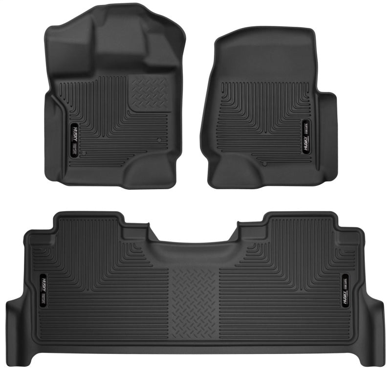 Husky Liners 21-23 Ford F-150 CC SC X-Act Contour Front &amp; Second Row Seat Floor Liners - Black