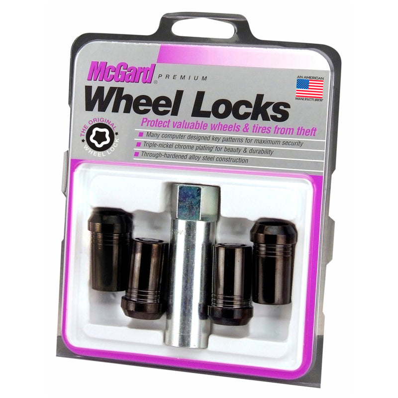 McGard Wheel Lock Nut Set - 4pk. (Tuner / Cone Seat) M14X1.5 / 1in. Hex / 1.935in. Length - Black