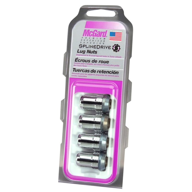 McGard SplineDrive Lug Nut (Cone Seat) M12X1.5 / 1.24in. Length (4-Pack) - Chrome (Req. Tool)