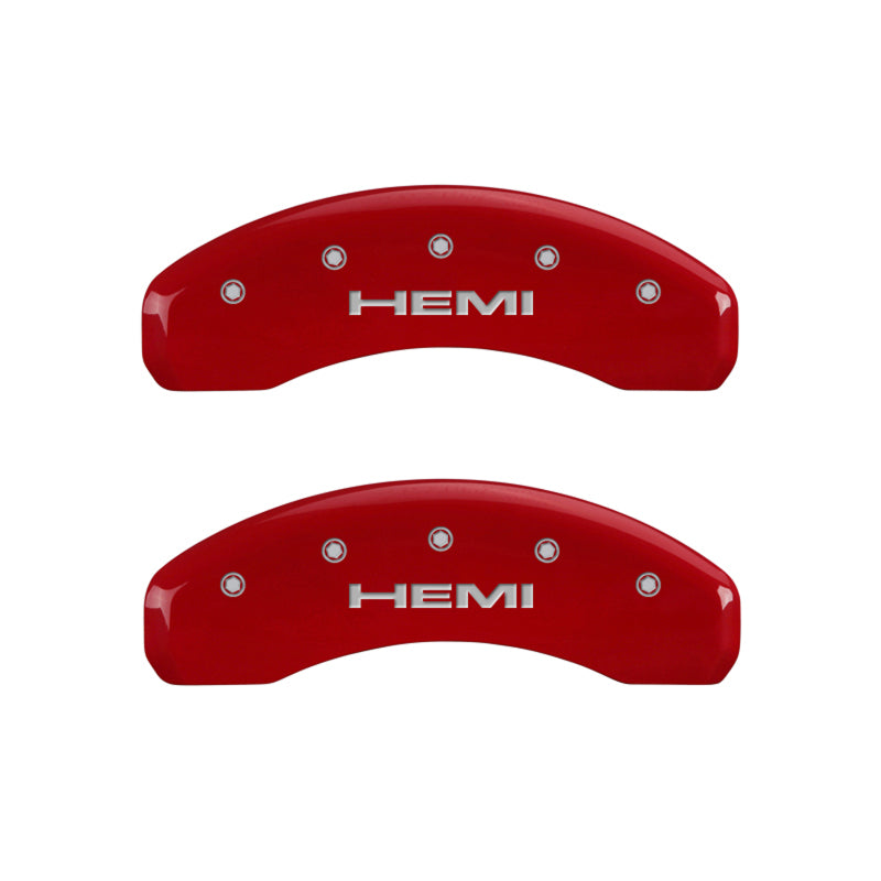 MGP 4 Caliper Covers Engraved Front &amp; Rear Hemi Red finish silver ch