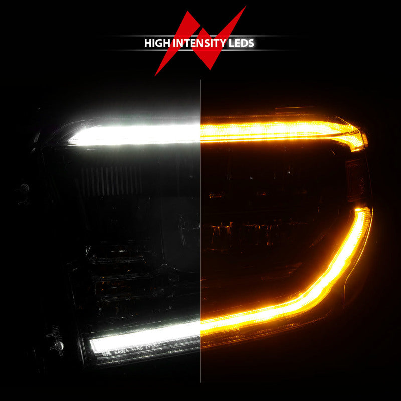 ANZO 14-21 Toyota Tundra (OE Halogen w/LED DRL) LED Crystal Headlights w/ Switchback &amp;amp; DRL - Blk