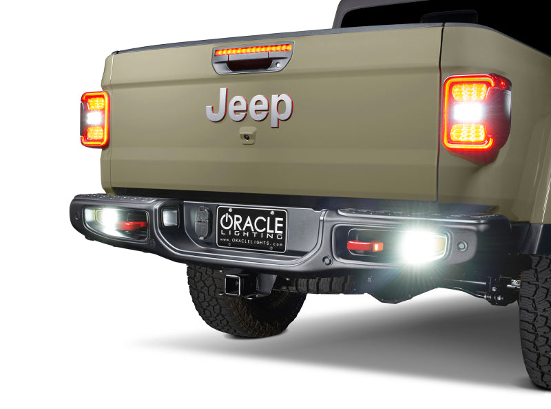 Oracle Jeep Gladiator JT Rear Bumper LED Reverse Lights w/ Plug &amp; Play Harness - 6000K SEE WARRANTY