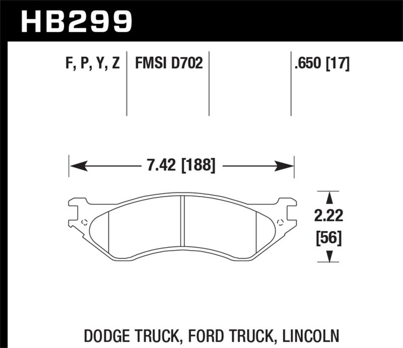 HawkDodge B1500 VanDurango/1500 Pickup/1500 Van / Ford / Lincoln LTS Street Front &amp; Rear Brake Pad