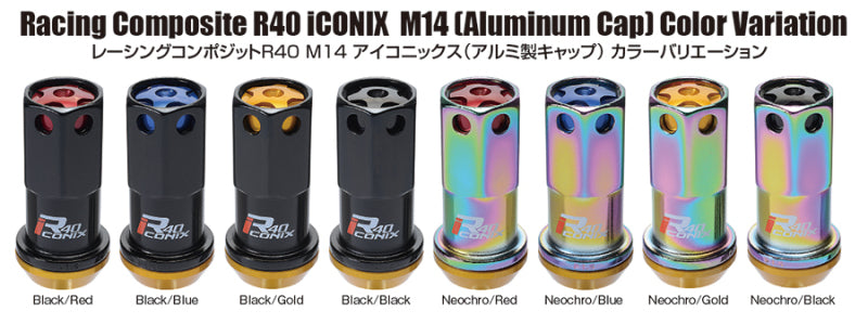 Project Kics 14x1.50 R40 Iconix Lock &amp; Lug Nuts - Neo Chrome w/Gold Cap (16+4 Locks)