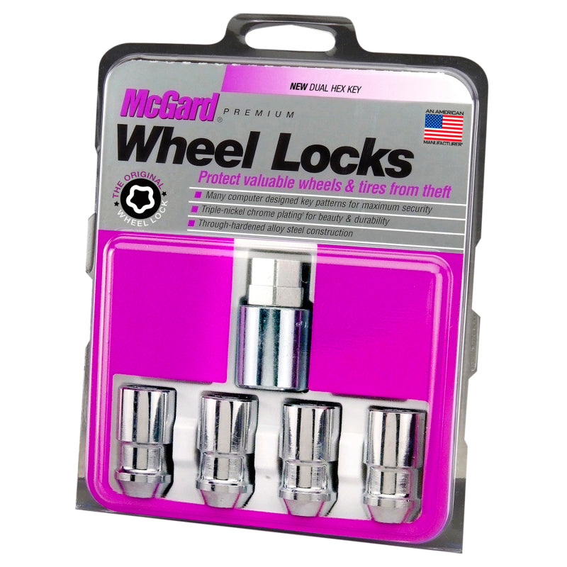 McGard Wheel Lock Nut Set - 4pk. (Cone Seat) 1/2-20 / 3/4 &amp; 13/16 Dual Hex / 1.66in. Length - Chrome