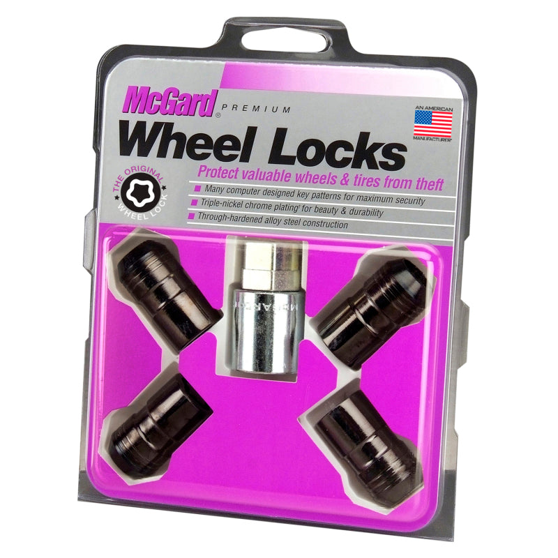 McGard Wheel Lock Nut Set - 4pk. (Cone Seat) M14X1.5 / 21mm &amp; 22mm Dual Hex / 1.639in. L - Black