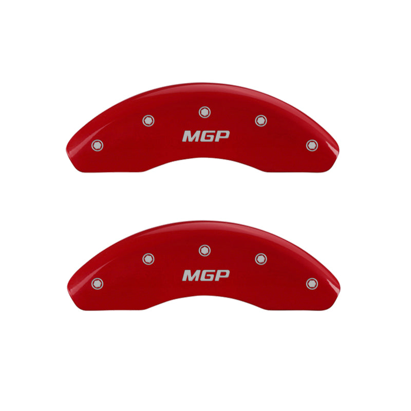 MGP 4 Caliper Covers Engraved Front &amp; Rear MGP Red Finish White Characters 2018 Toyota Camry L/LE/SE