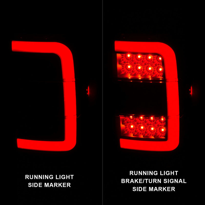 ANZO 01-11 Ford Ranger LED Taillights - Black Housing w/ Smoke Lens &amp; Light Bar