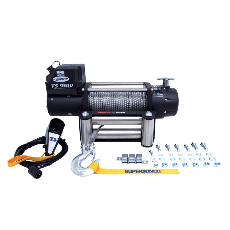 Superwinch 9500 LBS 12V DC 11/32in x 95ft Steel Rope Tiger Shark 9500 Winch