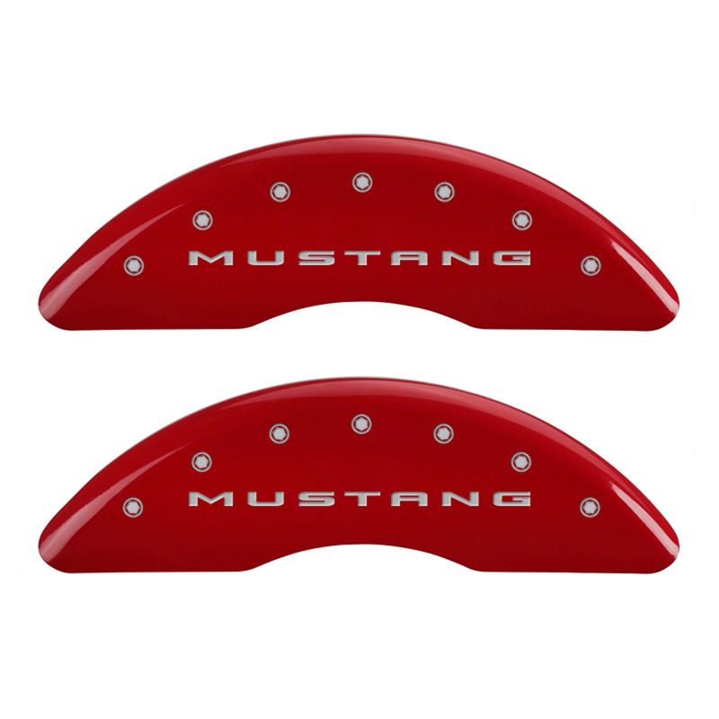 MGP 4 Caliper Covers Engraved Front 2015/Mustang Engraved Rear 2015/50 Red finish silver ch