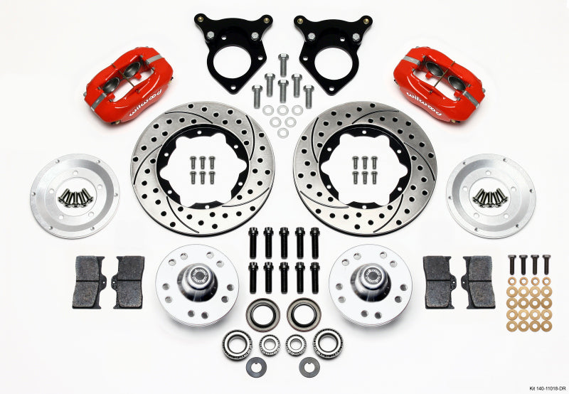 Wilwood Forged Dynalite Front Kit 11.00in Drilled Red 87-93 Mustang 5 Lug