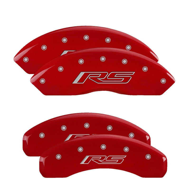 MGP 4 Caliper Covers Engraved Front &amp; Rear Gen 5/RS Red finish silver ch
