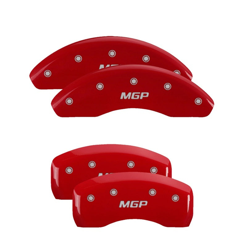 MGP 4 Caliper Covers Engraved Front &amp; Rear MGP Red Power Coat Finish Silver Characters-Honda Accord