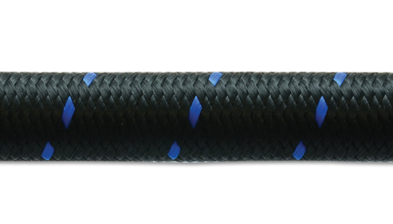 Vibrant -12 AN Two-Tone Black/Blue Nylon Braided Flex Hose (5 foot roll)