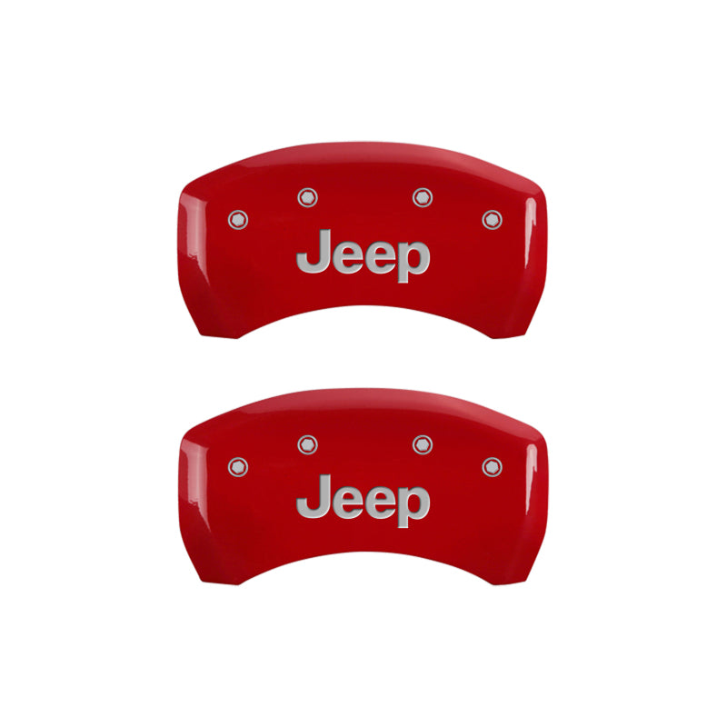 MGP 4 Caliper Covers Engraved Front &amp; Rear JEEP Red finish silver ch