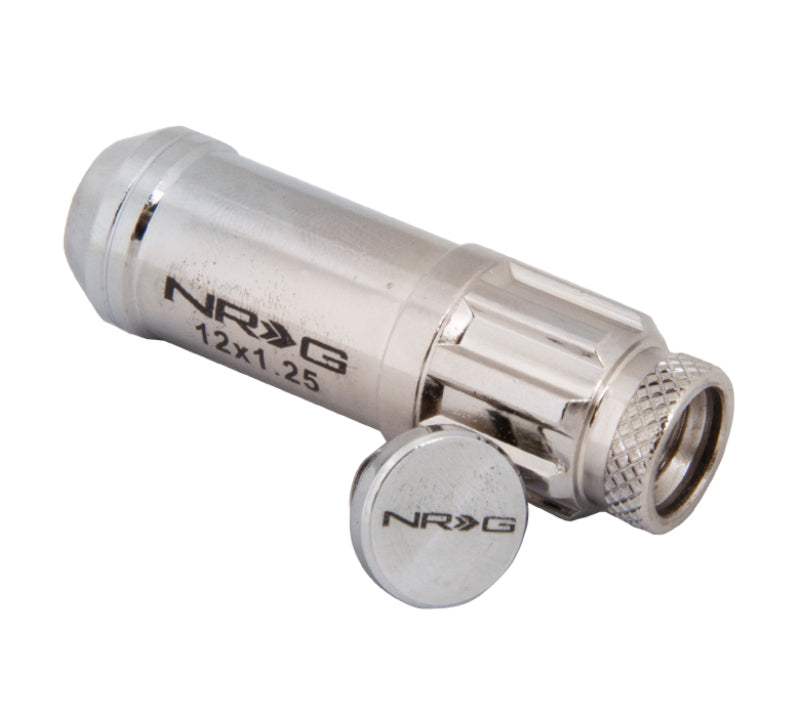 NRG 700 Series M12 X 1.25 Steel Lug Nut w/Dust Cap Cover Set 21 Pc w/Locks &amp; Lock Socket - Silver