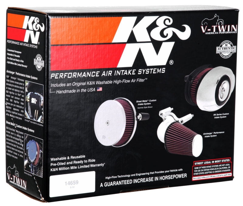 K&amp;N Oval Red 9in Intake System for Harley Davidson