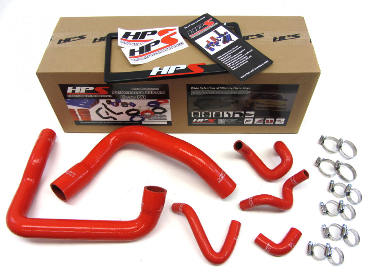 HPS Red Reinforced Silicone Radiator and Heater Hose Kit Coolant for Ford 86-93 Mustang GT / Cobra