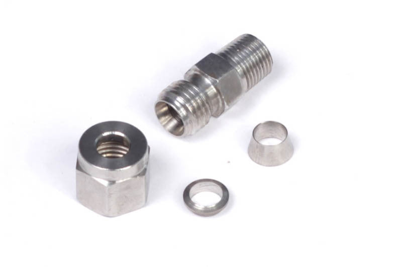 Haltech 1/4in Stainless Compression 1/8in NPT Thread Fitting Kit (Incl Nut &amp; Ferrule)