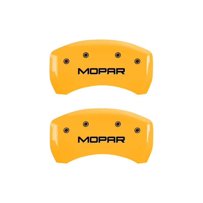 MGP 4 Caliper Covers Engraved Front &amp; Rear MOPAR Yellow finish black ch