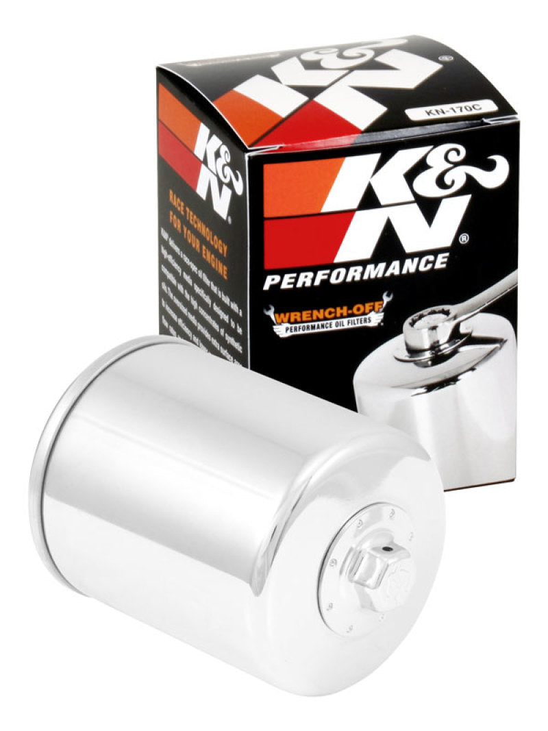 K&amp;N Harley Davidson 3in OD x 4.063in H Chrome Oil Filter