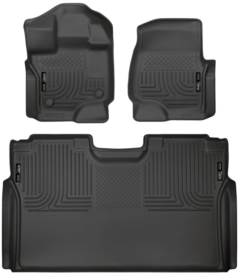 Husky Liners 15-23 Ford F-150 SuperCrew Weatherbeater Black Front &amp; 2nd Seat Floor Liners
