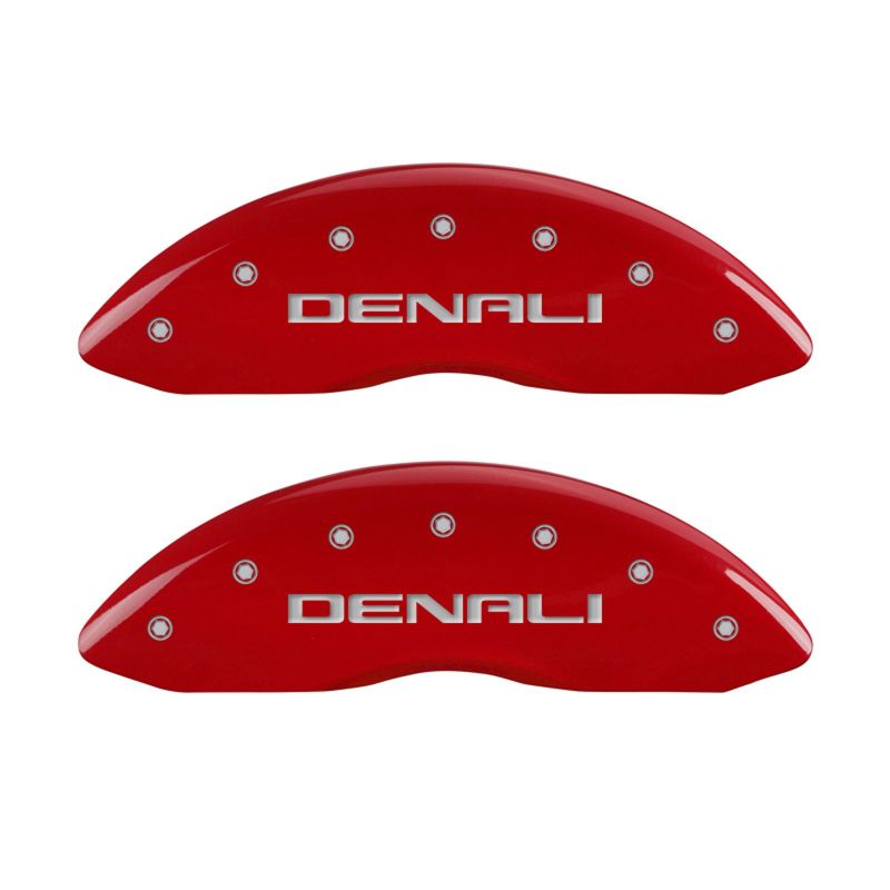 MGP 4 Caliper Covers Engraved Front &amp; Rear Denali Red finish silver ch