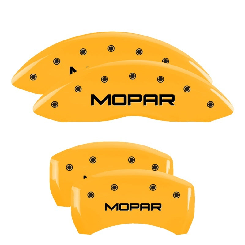 MGP 4 Caliper Covers Engraved Front &amp; Rear MOPAR Yellow finish black ch