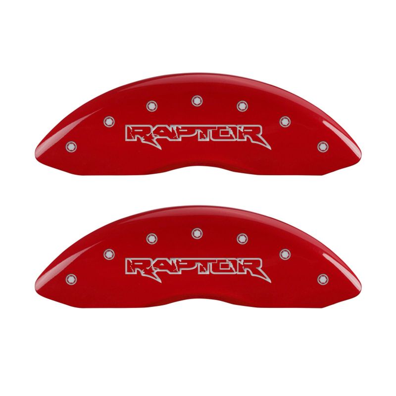 MGP 4 Caliper Covers Engraved Front &amp; Rear Raptor Red finish silver ch