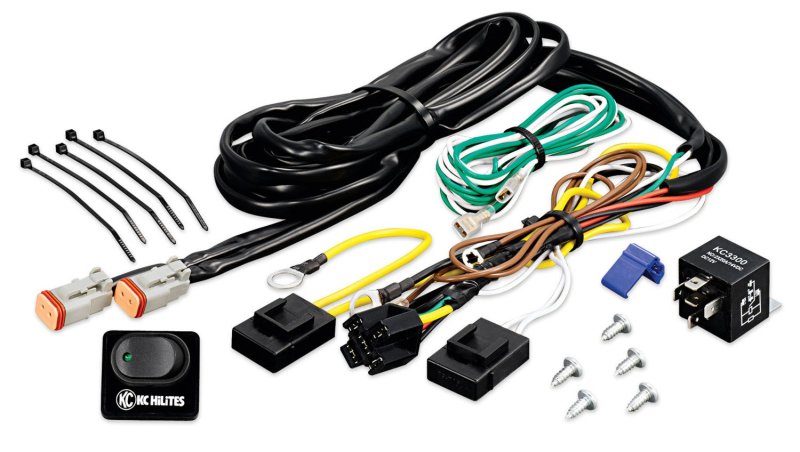 KC HiLiTES Wiring Harness w/40 AMP Relay &amp; LED Rocker Switch (Up to 2 - 130w Lights)