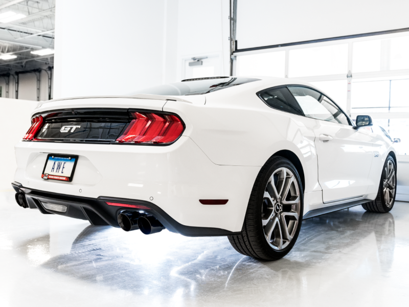 AWE Tuning 2018+ Ford Mustang GT (S550) Cat-back Exhaust - Track Edition (Quad Diamond Black Tips)