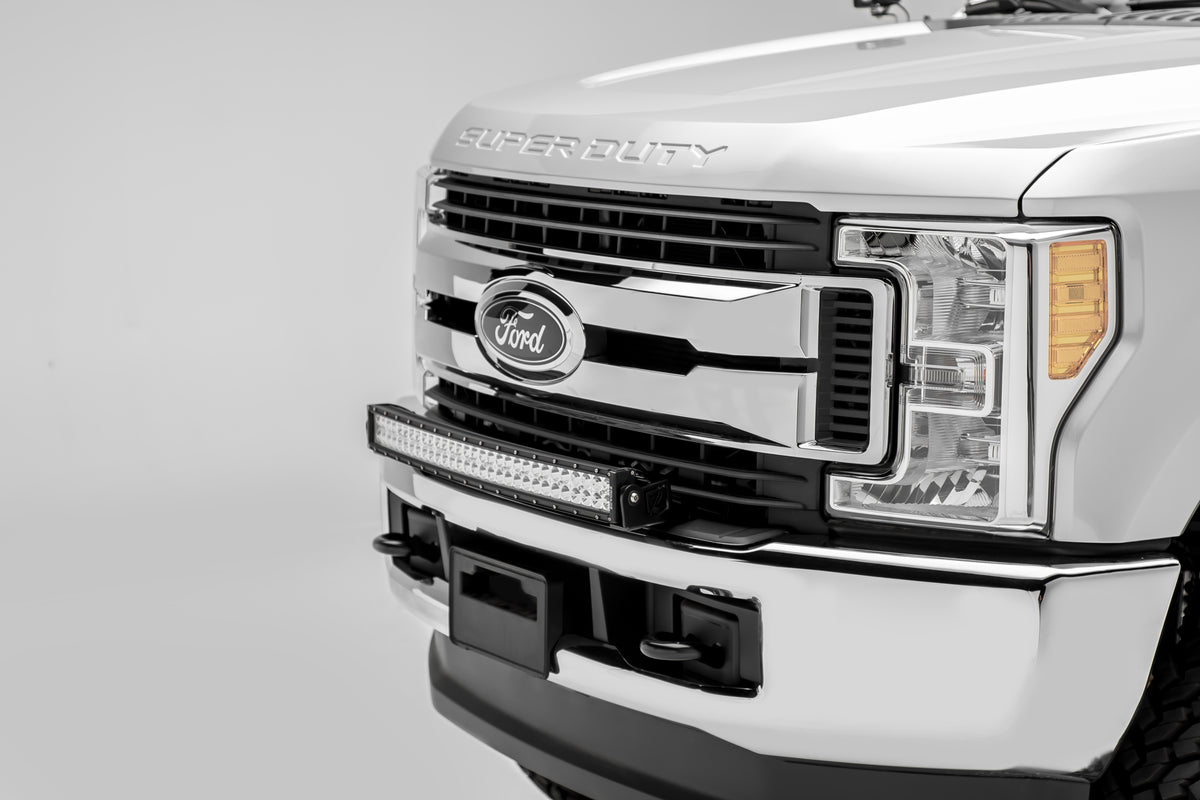 ~(5 lbs. 12X7X7)~ 2017-2017 FORD F250/F350: Front Bumper Top LED Light Bar Mounts - to mount 30 IN IN Curved Zroadz LED or Similar Style light