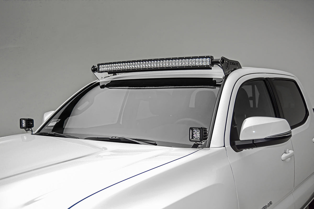 ~(4 lbs. 18X8X3)~ 2016-2017 TOYOTA TACOMA: Hood Hinges LED Light Bar Mounts - By A Pillar - for mounting Two 3 IN Zroadz Cube Pod Work Lights or Similar Style Light - Bolts On to Hood Hinges - Easy Install