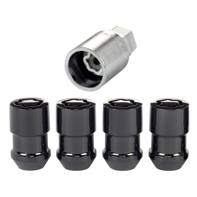 McGard Wheel Lock Nut Set - 4pk. (Cone Seat) M12X1.5 / 19mm &amp; 21mm Dual Hex / 1.46in. Length - Black