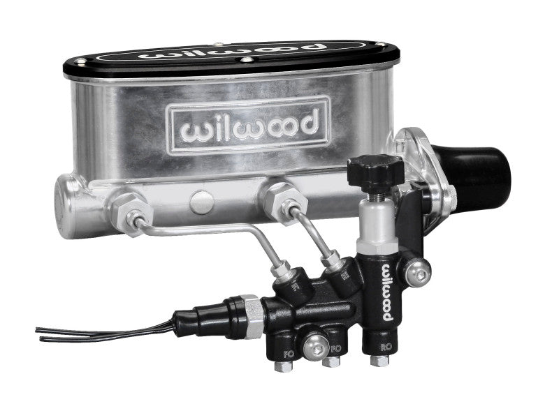 Wilwood HV Tandem M/C Kit w L/H Bracket &amp; Prop Valve - 1in Bore Ball Burnished