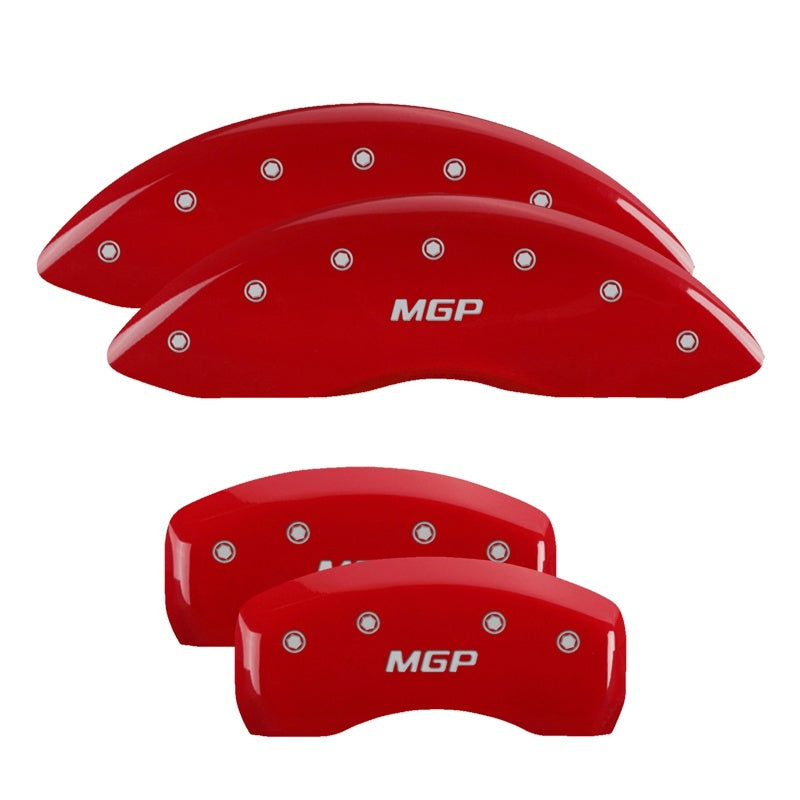 MGP 4 Caliper Covers Engraved Front Acura Engraved Rear MDX Red finish silver ch